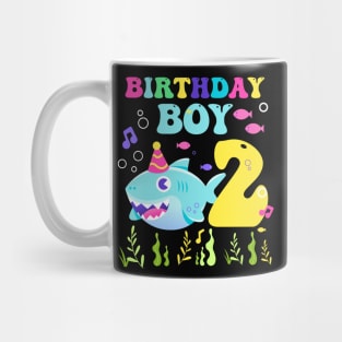 2nd Birthday Boy Shark Funny B-day Gift For Kids Tollders Mug